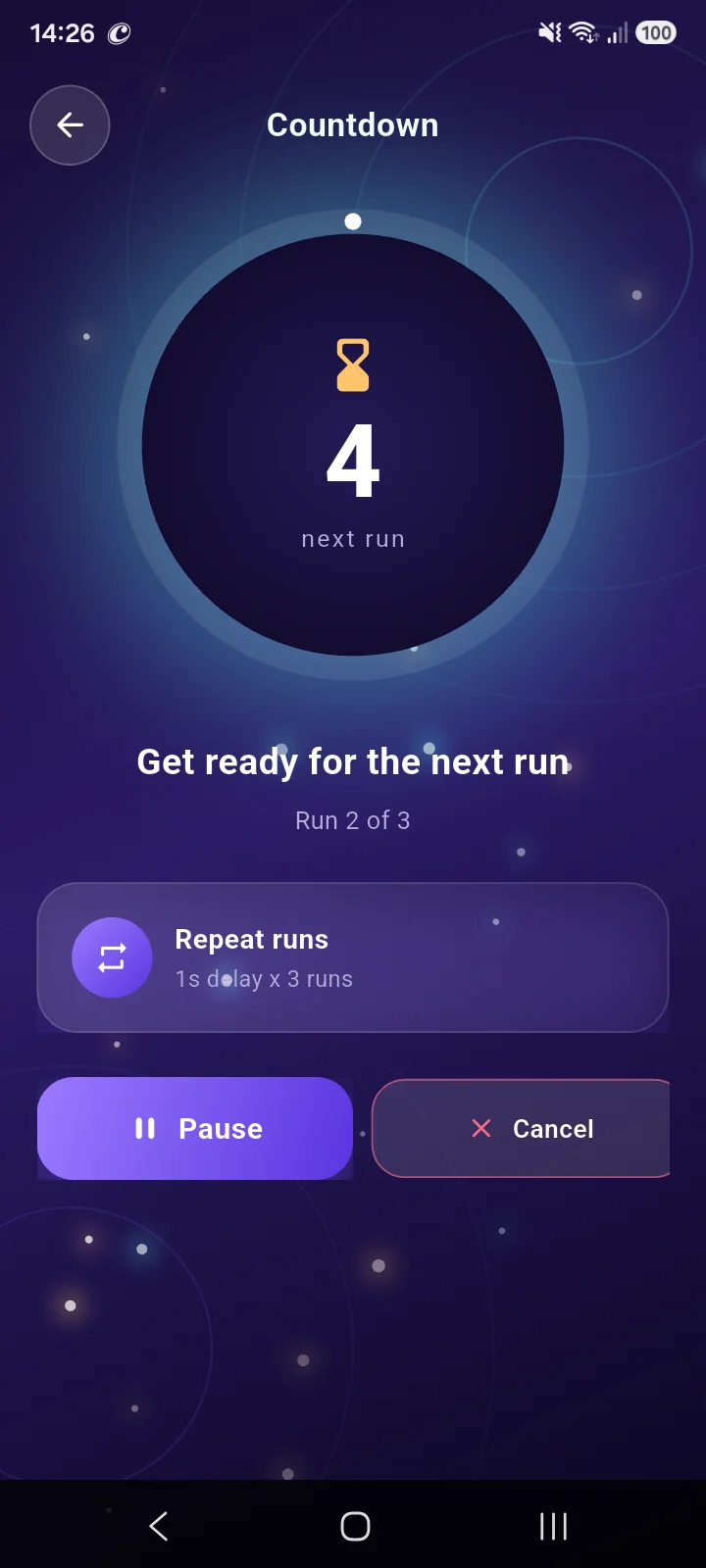 Light Timer Lens countdown screen